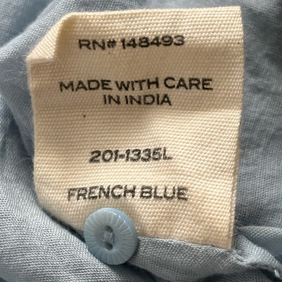 Doen Tops - DOEN Henry French Blue Cotton Blouse XXL NWT